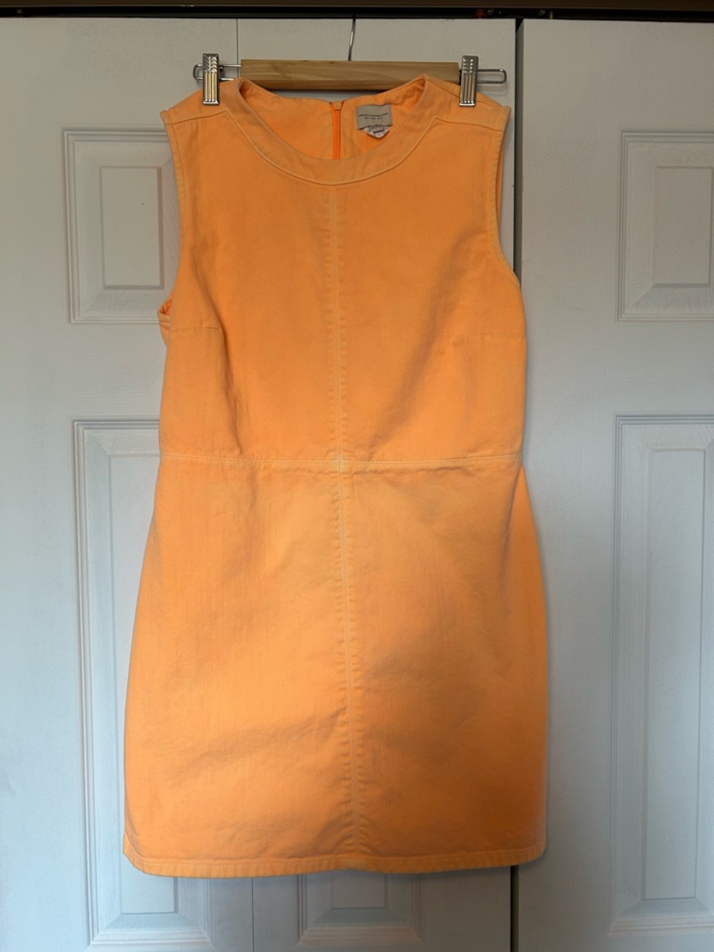 French Connection Bright Orange Sleeveless denim dress. 100% cotton
